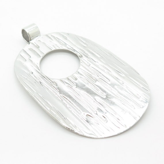 925 Sterling Silver Vintage Textured Cutout Oval … - image 3