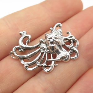 925 Sterling Silver Vintage Modernist Pin Brooch