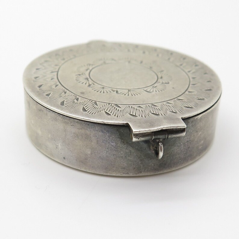 Vtg 925 Sterling Silver Mirror Pill Box