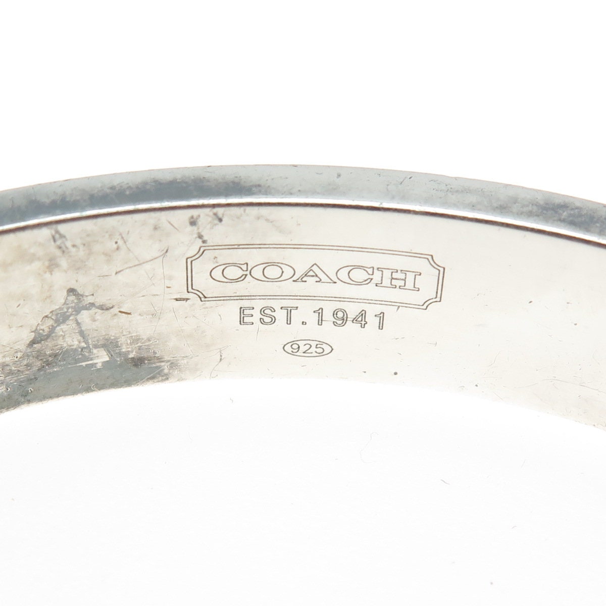 COACH 925 Sterling Silver Vintage Signature Logo Adjustable Cuff 