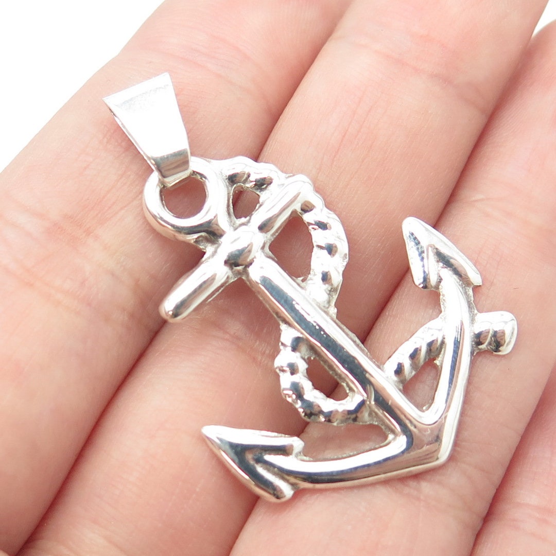 thumbnail image 2 of Men's Real 925 Sterling Silver Anchor Pendant Necklace – Gold Plated, Nautical Theme, Made In Italy 2 of 6