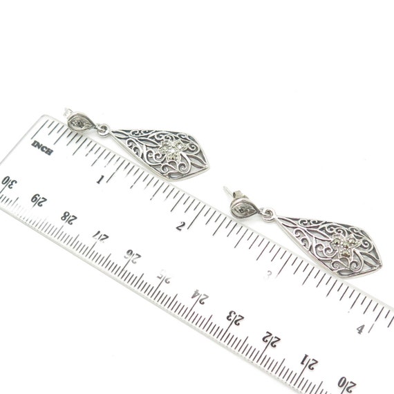 925 Sterling Silver Vintage Real Marcasite Scroll… - image 3