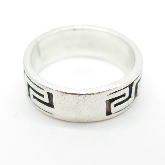 925 Sterling Silver Vintage Greek Maze Band Ring … - image 5