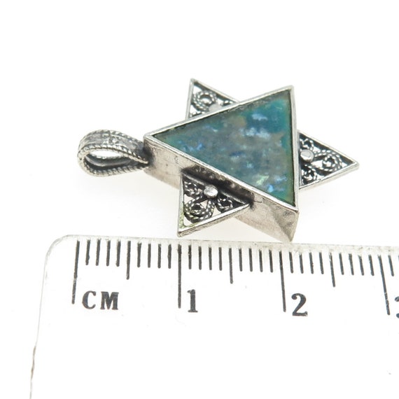 925 Sterling Silver Vintage Roman Glass Star of D… - image 3