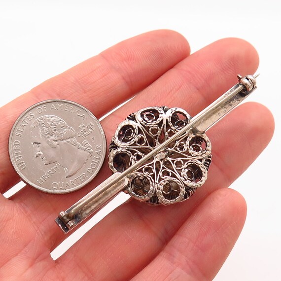 925 Sterling Silver Vintage Ethnic Design Bar Pin… - image 2