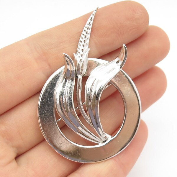 925 Sterling Silver Vintage GKco Wheat Round Pin Brooch