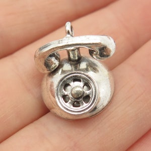 925 Sterling Silver Vintage Danecraft Retro Rotary Phone Charm Pendant