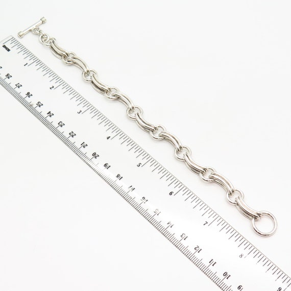 925 Sterling Silver Curved Design Fancy Link Brac… - image 3