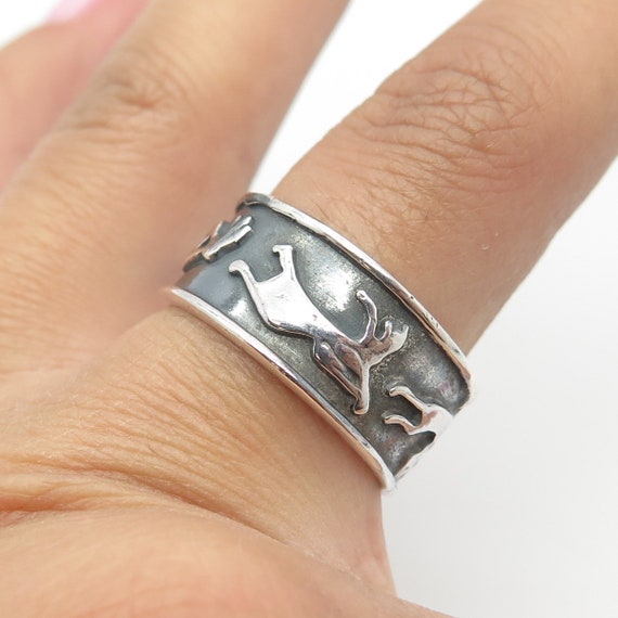 925 Sterling Silver Vintage Kokopelli Tribal Band… - image 2