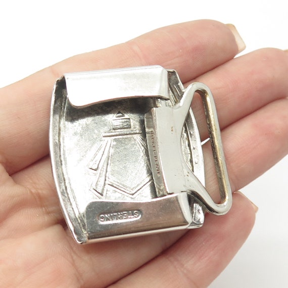 Vintage Sterling Silver 925 Marcasite Buckle Art Deco Belt Clasp Vintage Deco Judith Jack Sterling Silver Marcasite Belt  main image 4