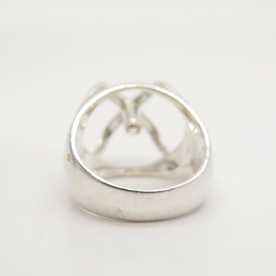 925 Sterling Silver Vintage Crossover Ring Size 7 - image 5