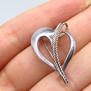 835 Silver Vintage Heart Modernist Pin Brooch