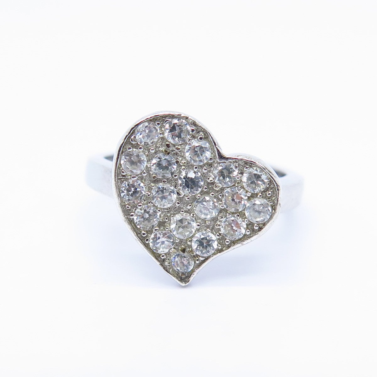 925 Sterling Silver C Z Heart Shape Ring Size 6 - Etsy