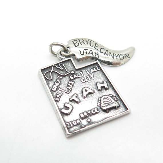 925 Sterling Silver Vintage "Utah" State Map Char… - image 7