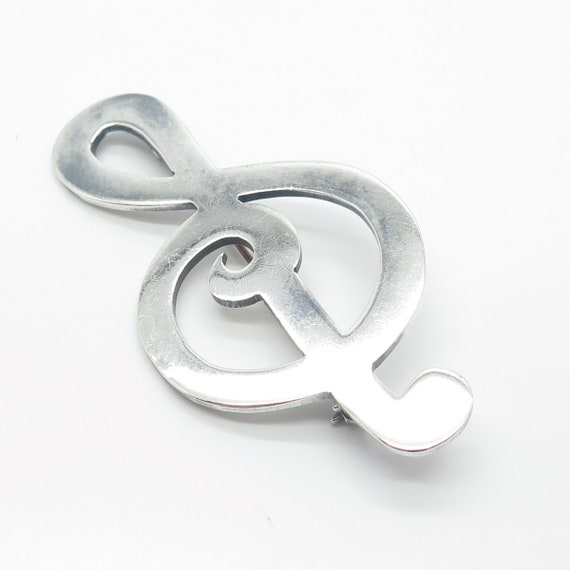 925 Sterling Silver Vintage Mexico Treble Clef Pi… - image 4