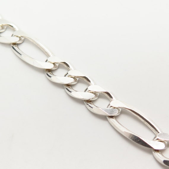 925 Sterling Silver Italy Figaro Link Bracelet 8" - image 4