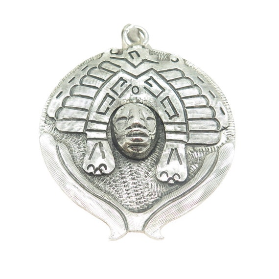925 Sterling Silver Vintage Mexico Aztec Goddess … - image 4