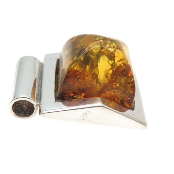 925 Sterling Silver Vintage Real Amber Slide Pend… - image 5