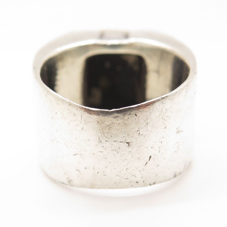 Vintage Michael Dawkins 925 Silver Gold Wide Signet Ring Size 7.5