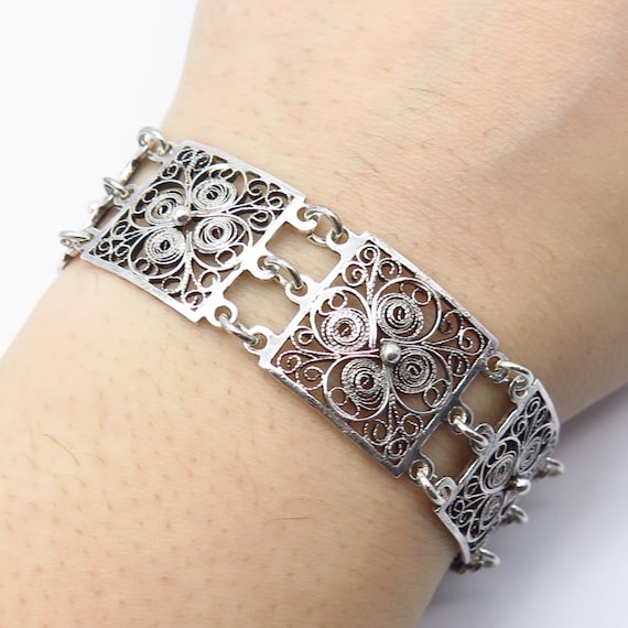 Silver filigree bracelet best sale antique