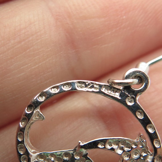 925 Sterling Silver Friendly Dolphin Dangling Hoo… - image 8