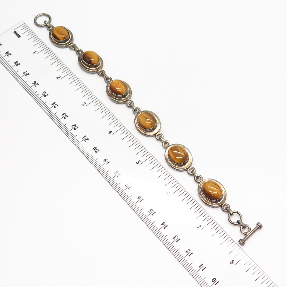 Greek Key Bracelet with Tiger Eye Beads – 925 Sterling Silver