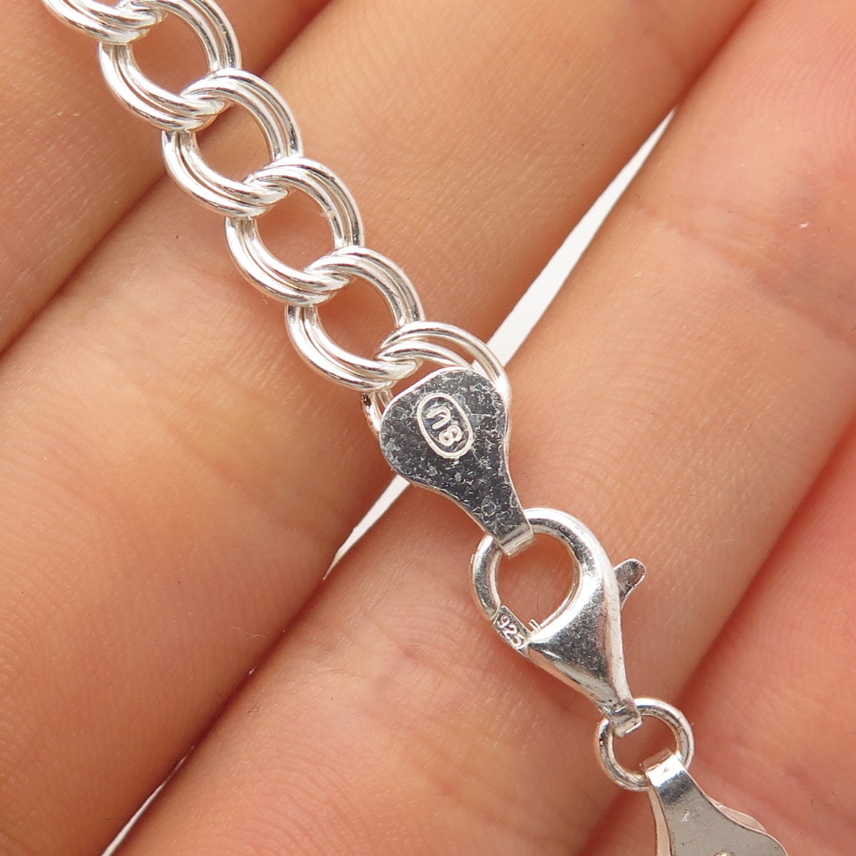 925 Sterling Silver Vintage Italy SU Cable Link Bracelet 6.75