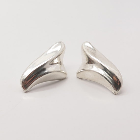 925 Sterling Silver Vintage Mexico Ribbed Earrings - image 4