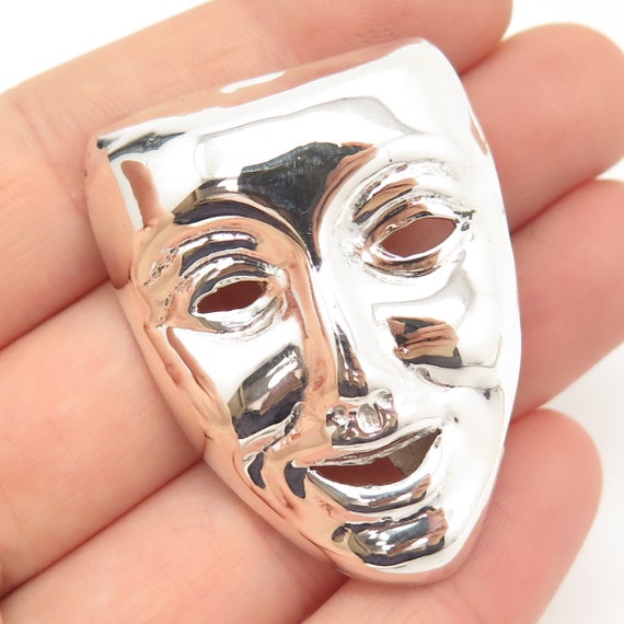 925 Sterling Silver Vintage Mexico Comedy Mask Pi… - image 1