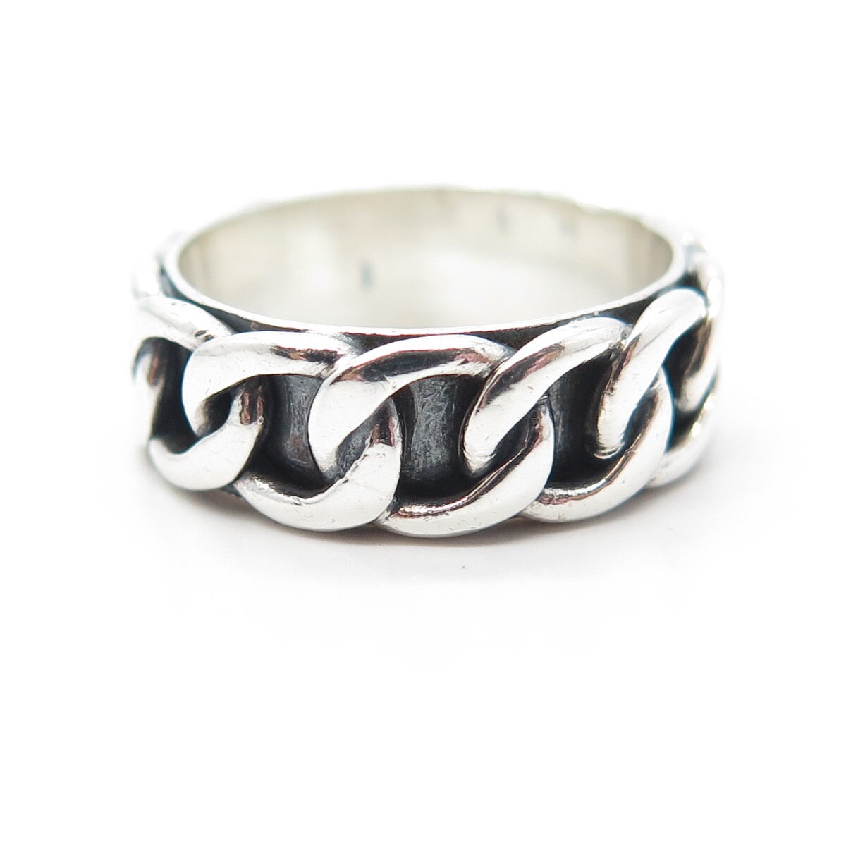 925 Sterling Silver Vintage Cable Link Style Oxidized Band