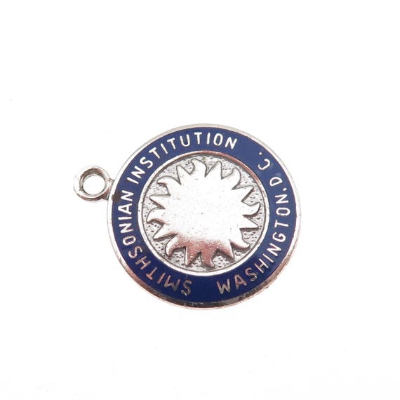Kinney 925 Sterling Silver Vintage Enamel Smithsonian Institution Charm Pendant View 5