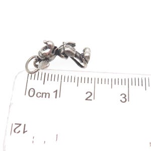925 Sterling Silver Vintage Mickey Mouse Oxidized 3D Mini Charm Pendant image 3