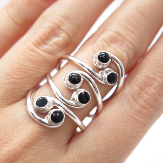 925 Sterling Silver Vintage Real Black Onyx Gemst… - image 1