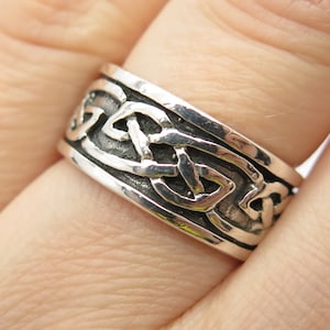 925 Sterling Silver Vintage Celtic / Viking Band Ring Size 6.5