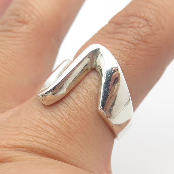 925 Sterling Silver Vintage Zig-Zag Modernist Rin… - image 2