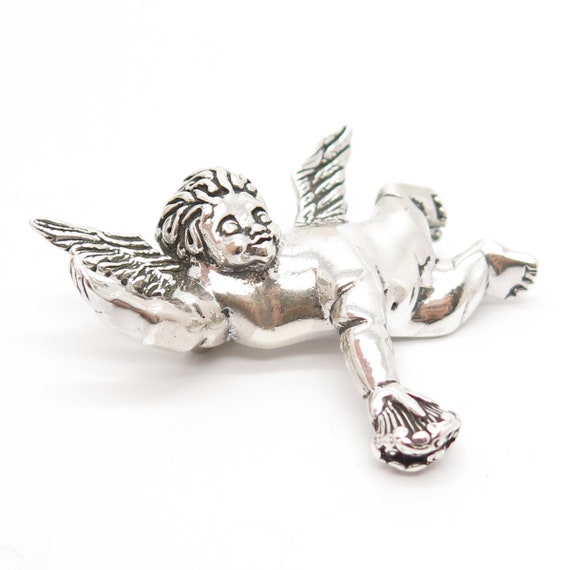 925 Sterling Silver Vintage Jezlaine Angel Pin Br… - image 4