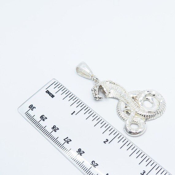 925 Sterling Silver Vintage Snake Pendant - image 3