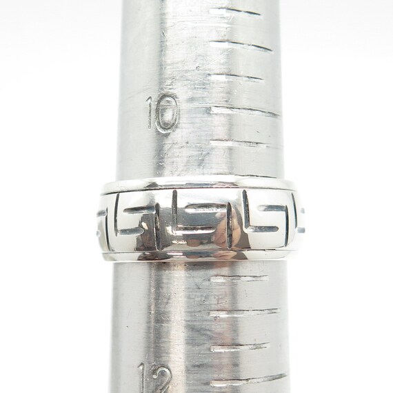 925 Sterling Silver Vintage Greek Maze Rotating Band Ring Size