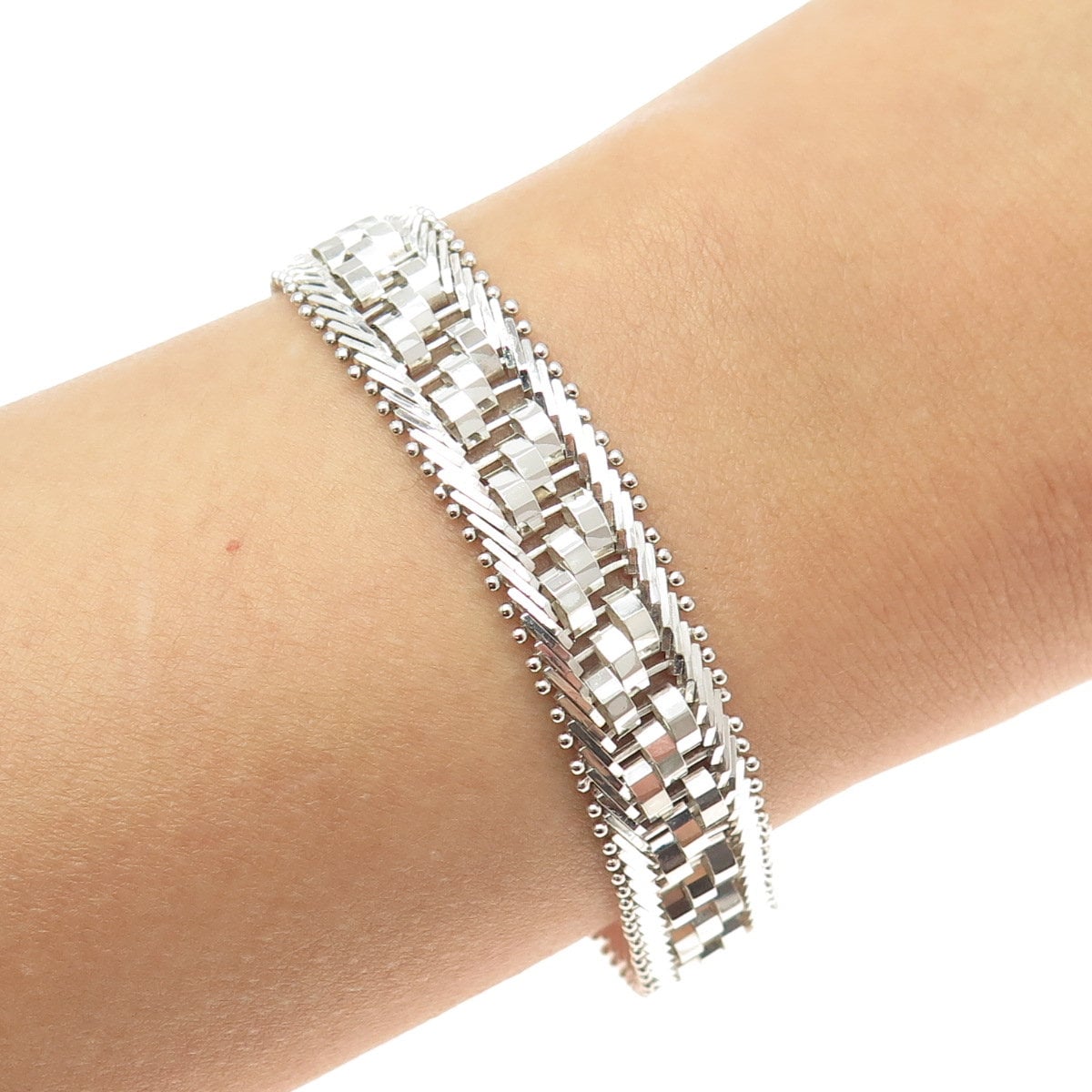 925 Sterling Silver Vintage Italy Riccio Chevron Link