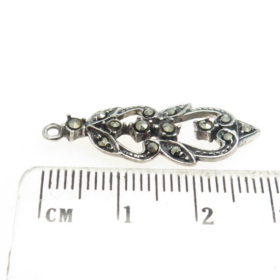 925 Sterling Silver Vintage Real Marcasite Art De… - image 3