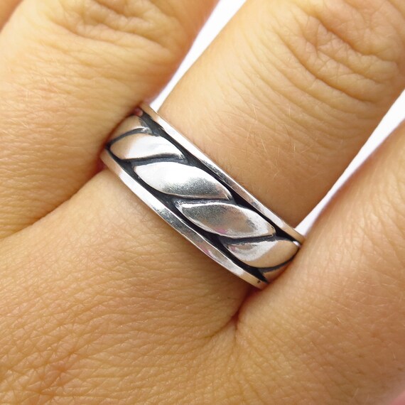 925 Sterling Silver Vintage Braided Band Ring Siz… - image 1