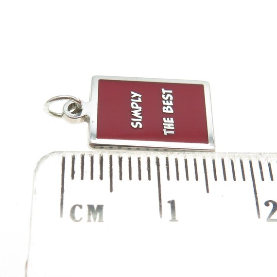 925 Sterling Silver Red Enamel "Simply The Best" … - image 3