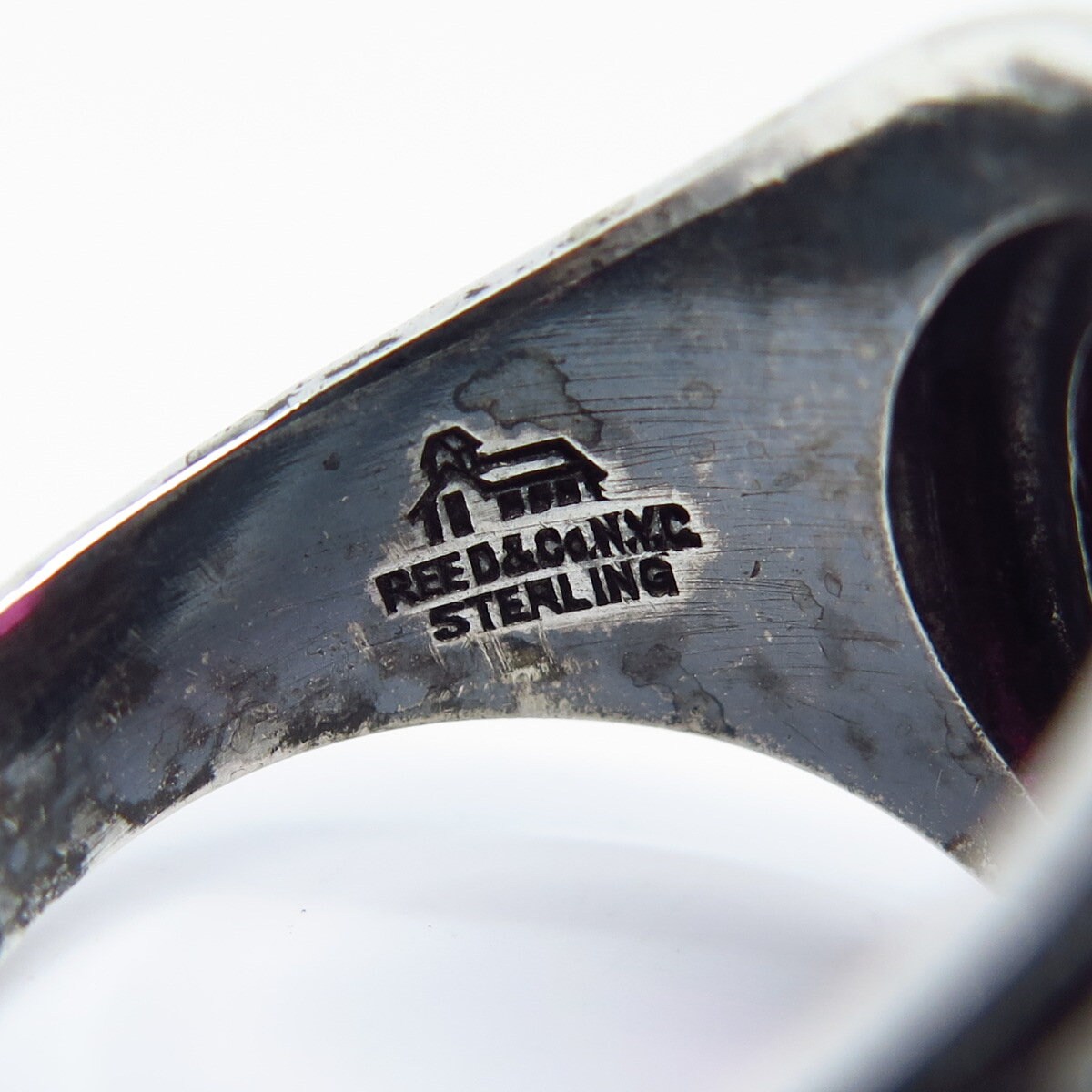 925 Sterling Silver Vintage Reed & Co Lab-created Ruby School Ring