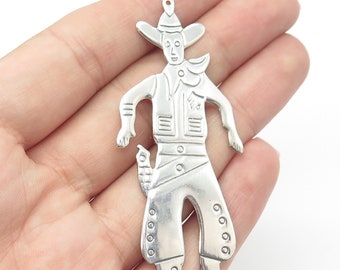 925 Sterling Silver Vintage PAJ Cowboy Western Pendant