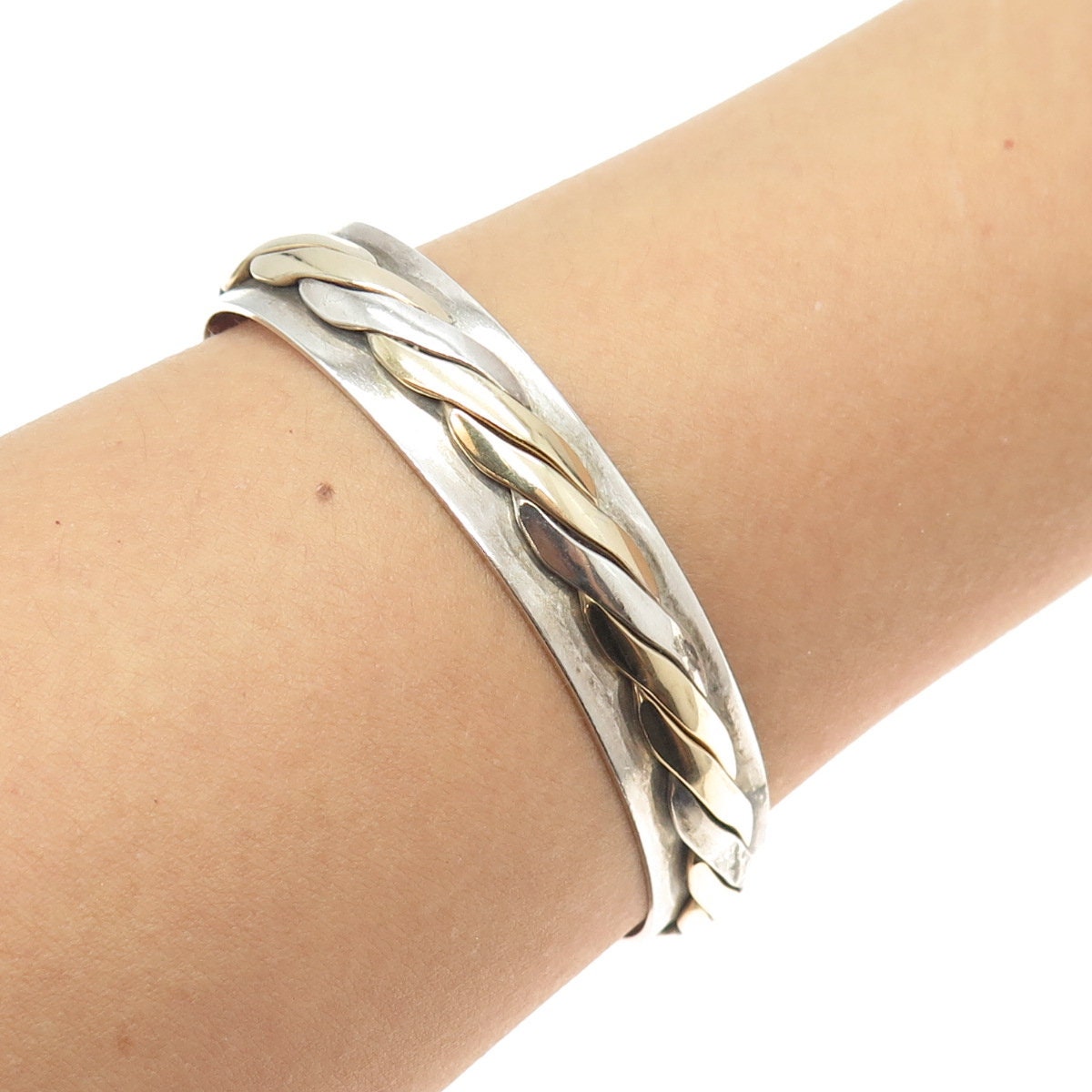 M. KAYE 925 Sterling Silver 2-tone Vintage Modernist