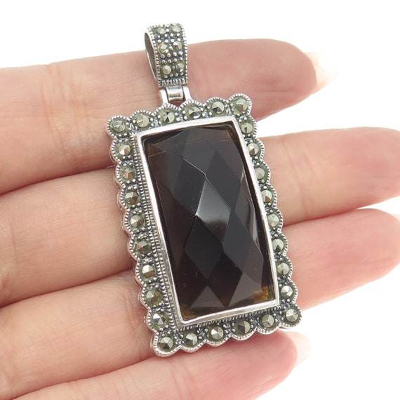 925 Sterling Silver Vintage Real Smoky Quartz and 