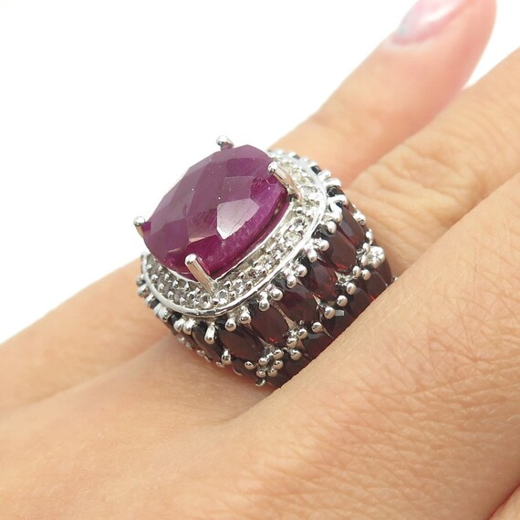 SAM 925 Sterling Silver Real White Topaz Ruby and… - image 2