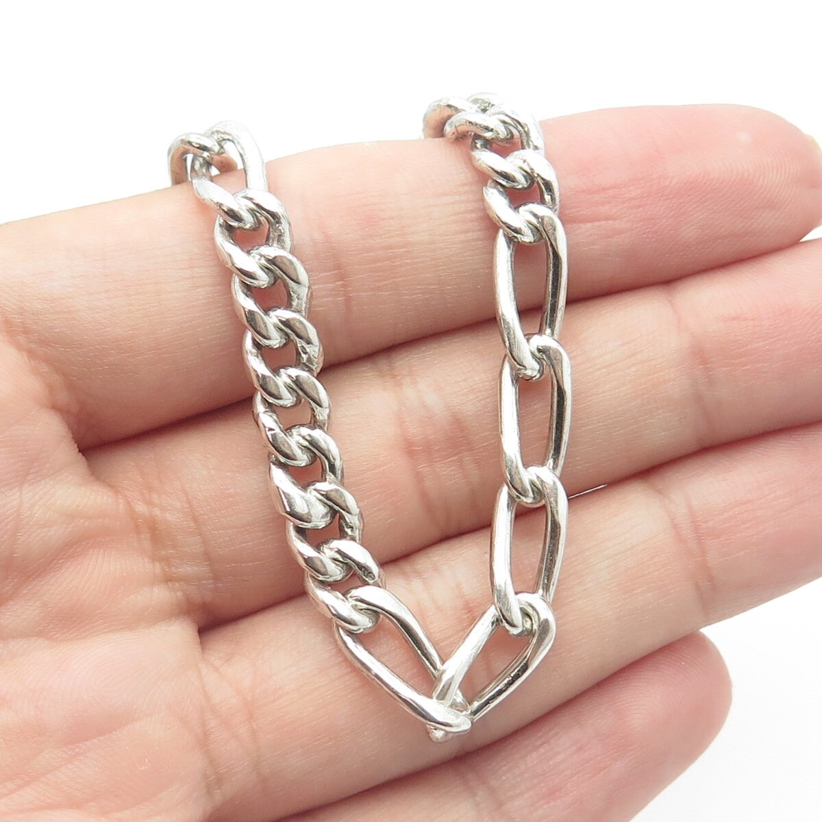 925 Sterling Silver Vintage Mexico Figaro Chain Necklace 20