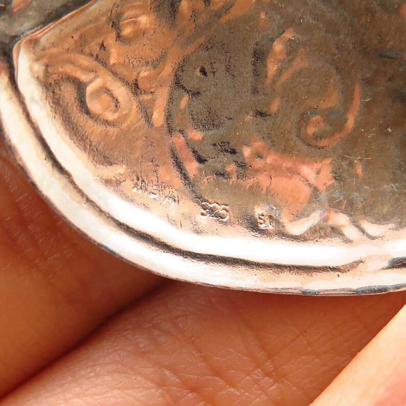 925 Sterling Silver Vintage Large Heavy Patterned Plate Pendant