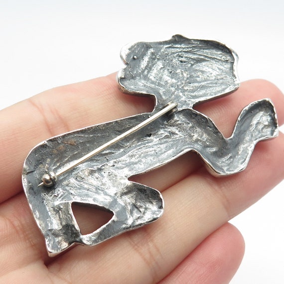 925 Sterling Silver Vintage Tribal Pin Brooch - image 2